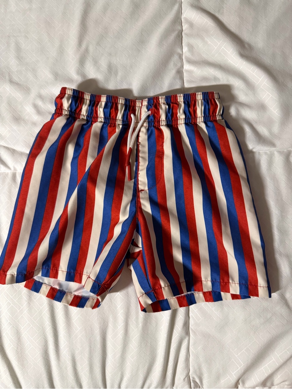 Cat & Jack Red, White & Blue Vertical Stripe Swim Trunks